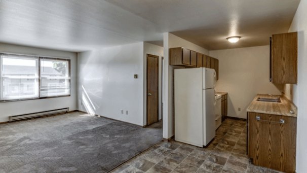 Living Room & Kitchen from Dining Area
