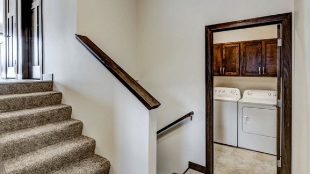 Stairway with Mid-Level Laundry Room
