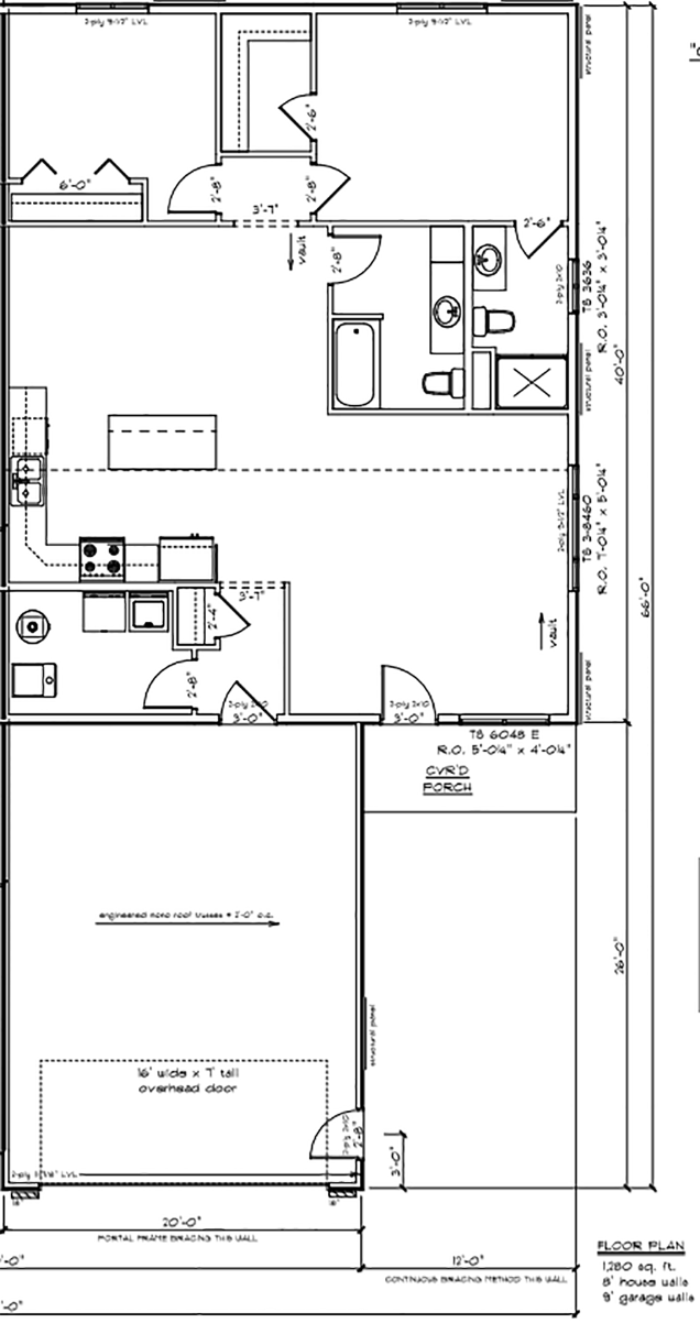 2-Bedroom Floor Plan - With Garage & Porch