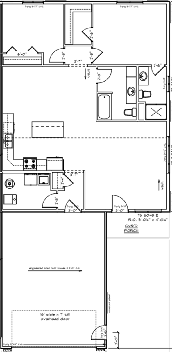 Floor Plan Showing Living Area, Garage & Porch